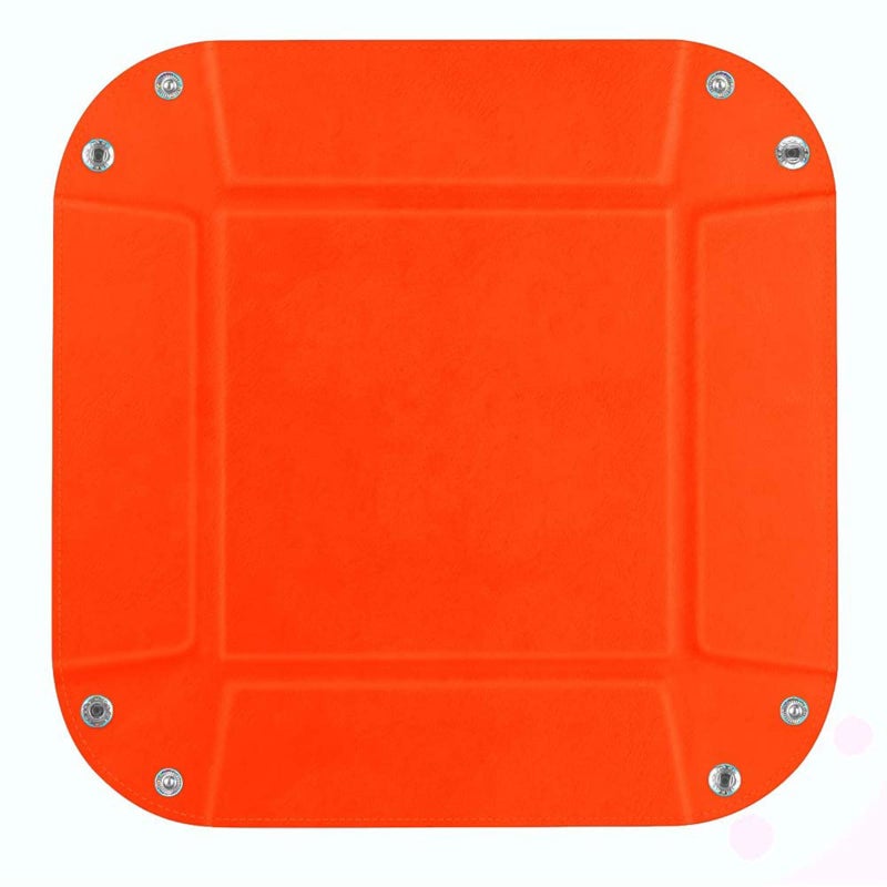siduater Valet Tray Desktop Storage Organizer â€“ Vegan Leather Catchall Bedside Vanity Tray Nightstand Caddy Holder for Remote Controller, Watch, Keys, Phone, Wallet, Coin, Jewelry (Orange/Black) - Image 2